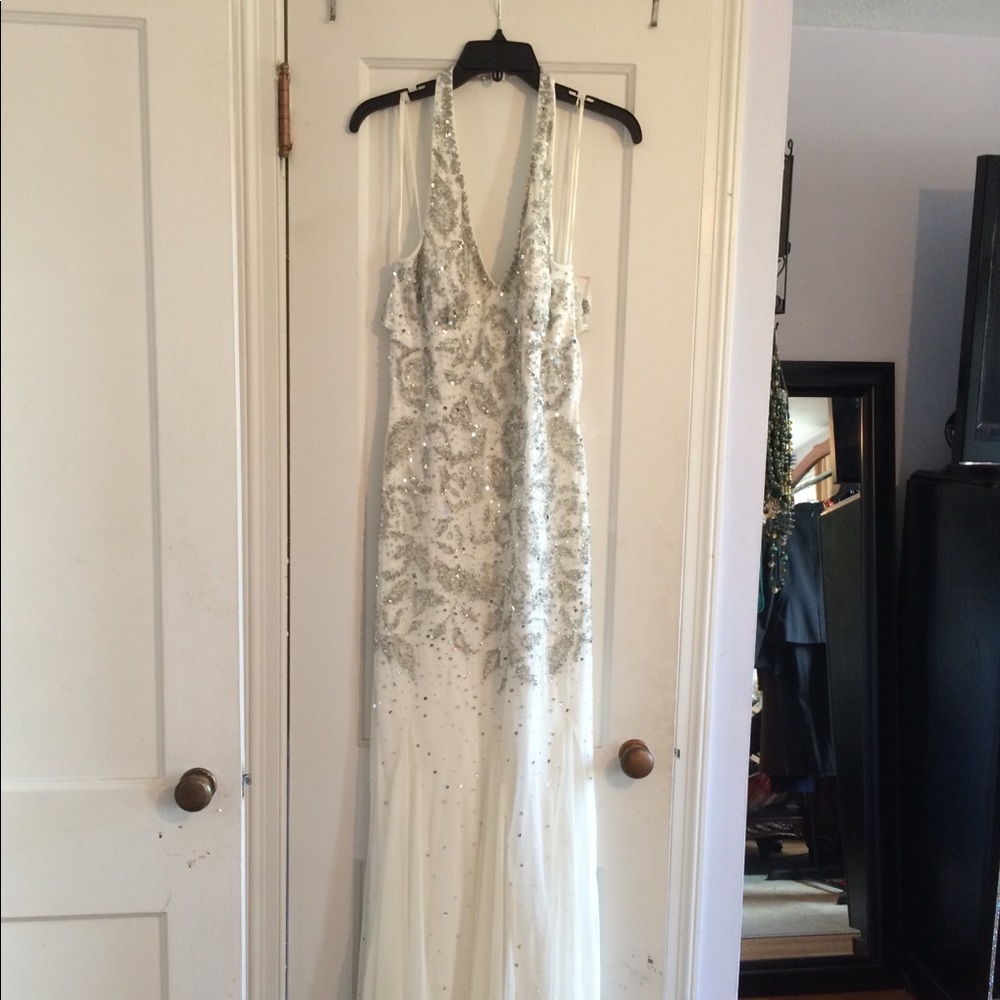 Beautiful white sequin halter gown